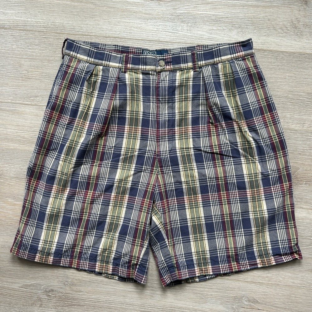 Polo Ralph Lauren Pleated Tyler Shorts Men's Size 36 Chino Plaid Preppy